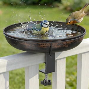 Baño para pájaros colgante WELDUN 26 cm, metal rojo bronce