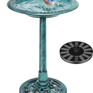 VIVOHOME Baño para pájaros solar 2 en 1 con fuente