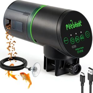 Alimentador automático Petbank para peces, 200 ml, negro