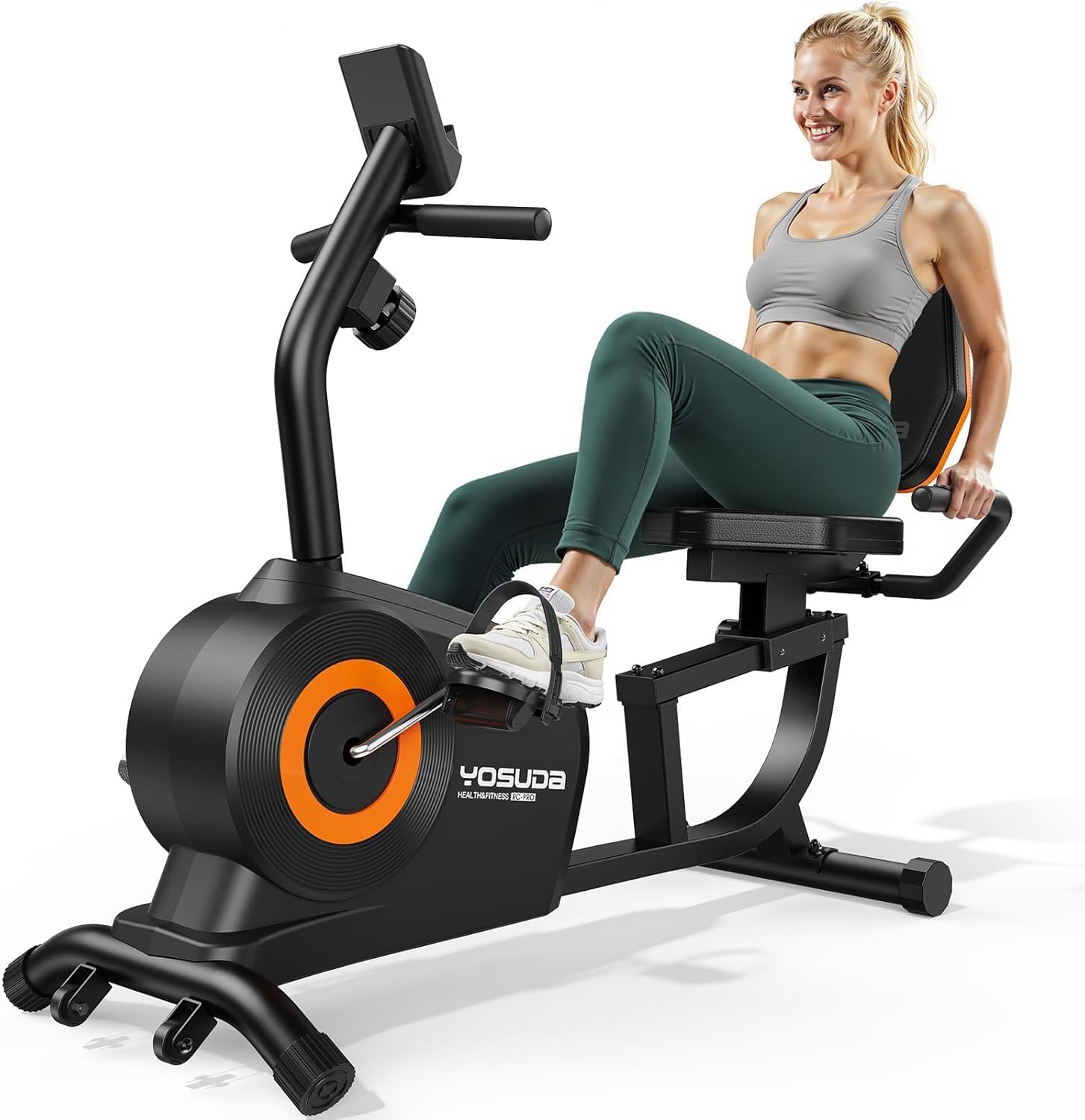 YOSUDA Bici estática reclinada 160kg, silenciosa y ergonómica