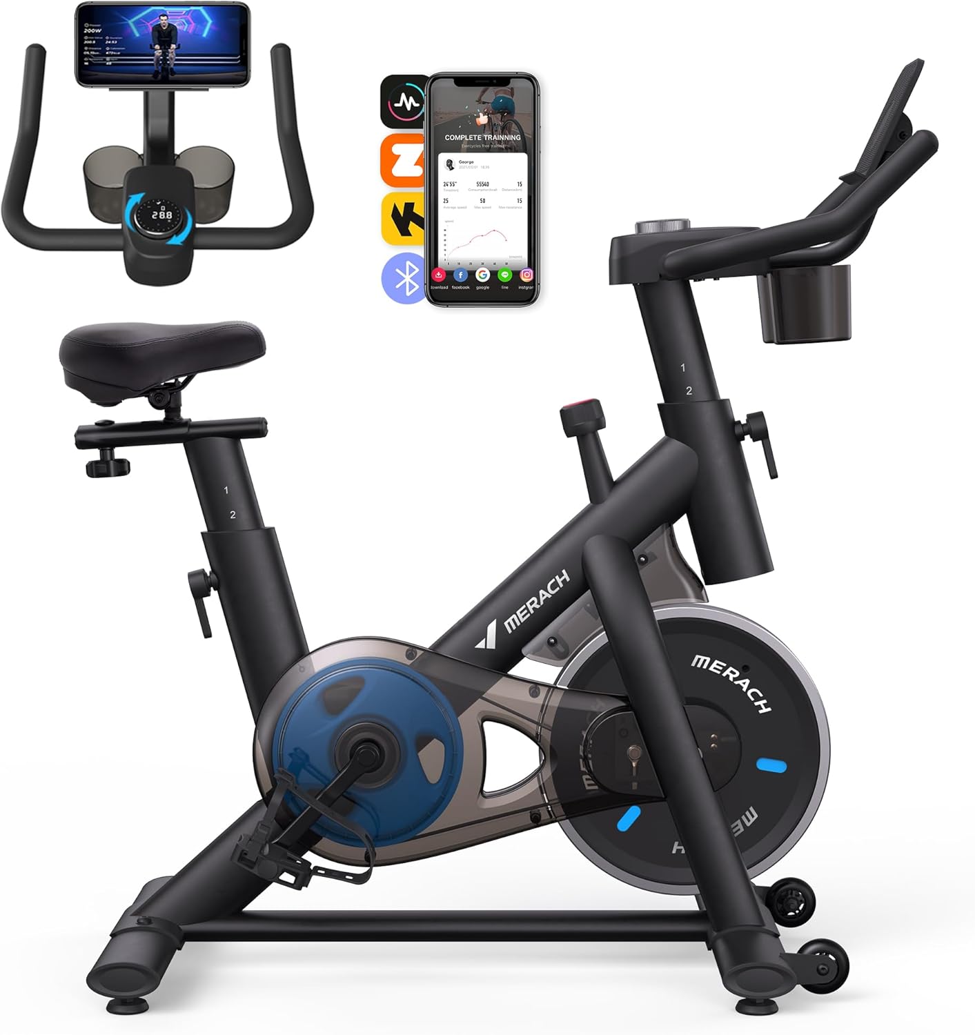 MERACH Bicicleta Estática Plegable con Resistencia Ajustable