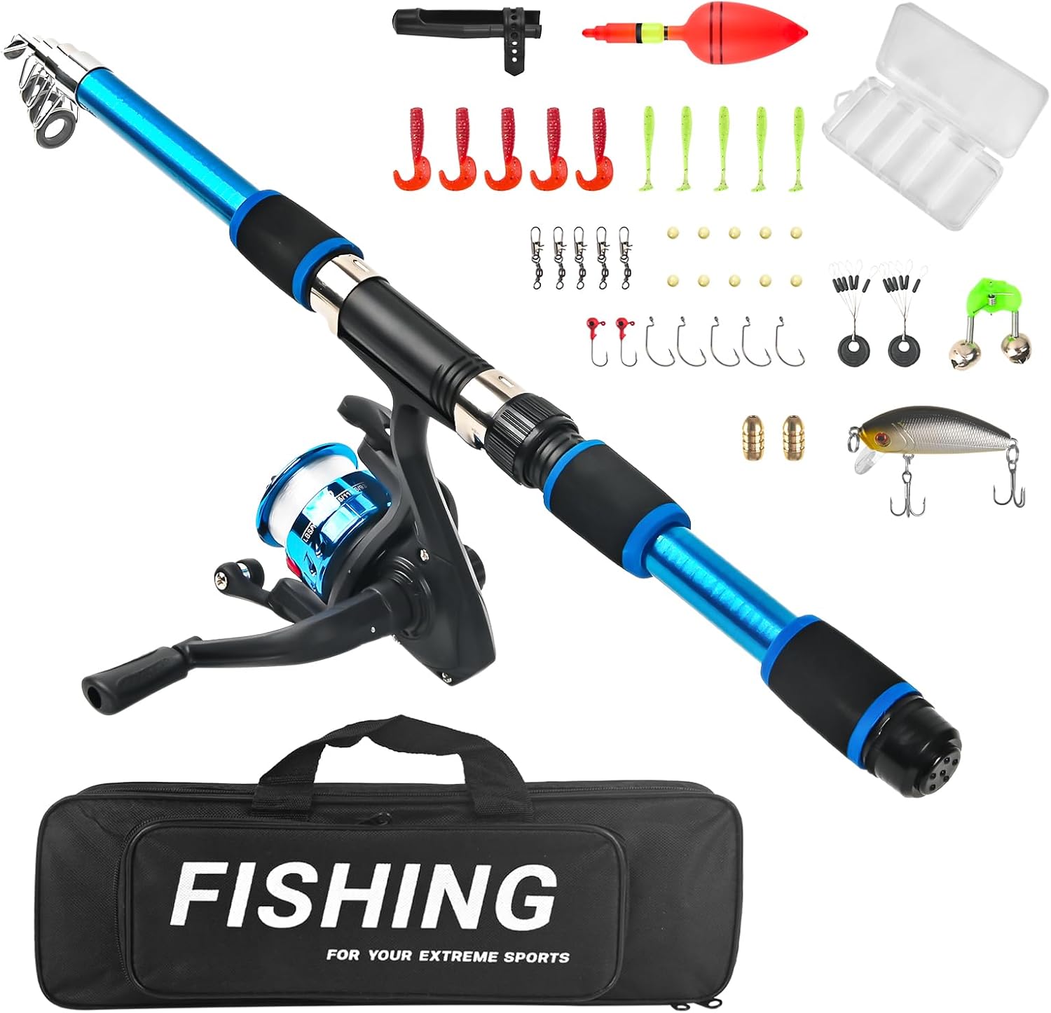 Caña de pesca infantil telescópica FASPUP 1,8m azul