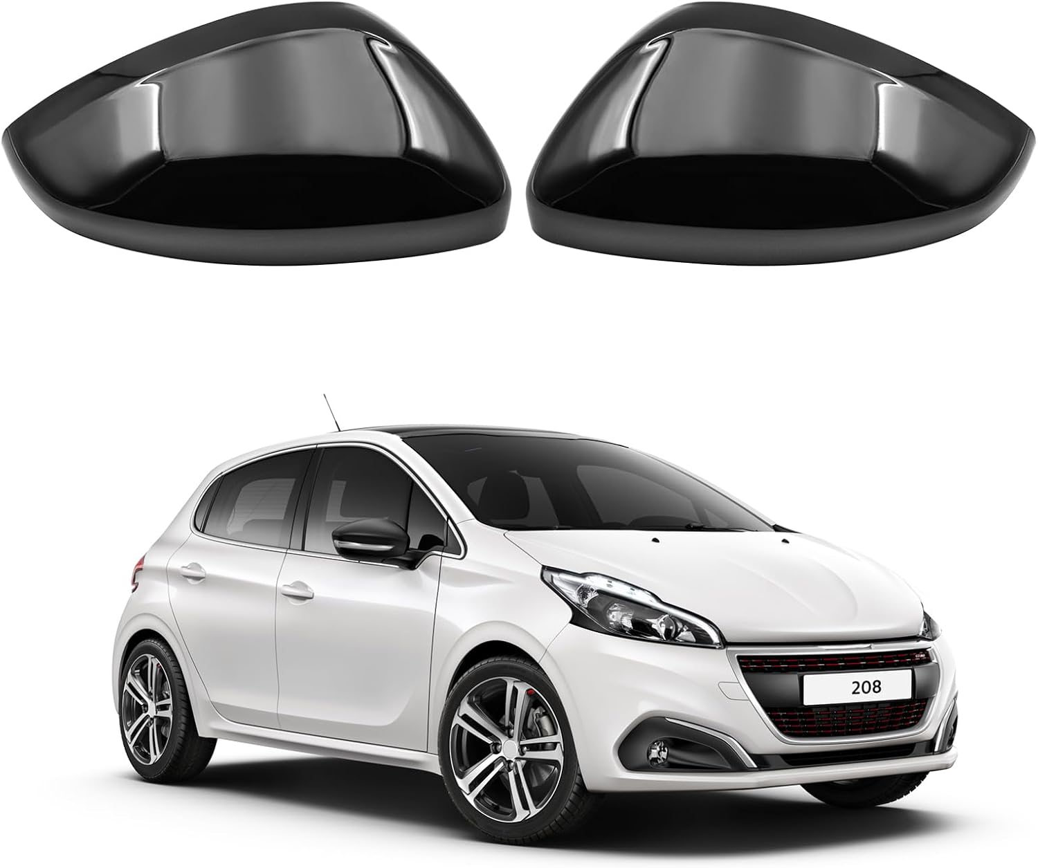 Par de Carcasas Retrovisor Negro Brillante Peugeot 208/2008
