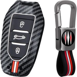 Cubierta llave coche fibra carbono para Peugeot/Citroën OTMIK