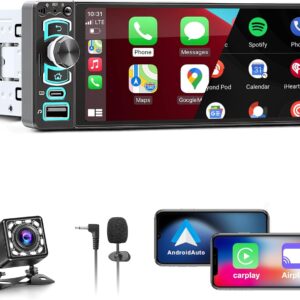 Radio coche 1 DIN KMUTZY con CarPlay y Android Auto inalámbrico