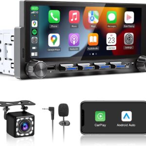 Radio Coche 1 DIN con CarPlay y Android Auto inalámbrico