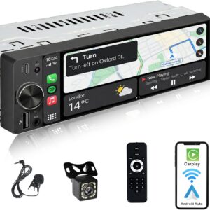 Radio coche 1 DIN con pantalla táctil 6.3", CarPlay Wireless y Android Auto