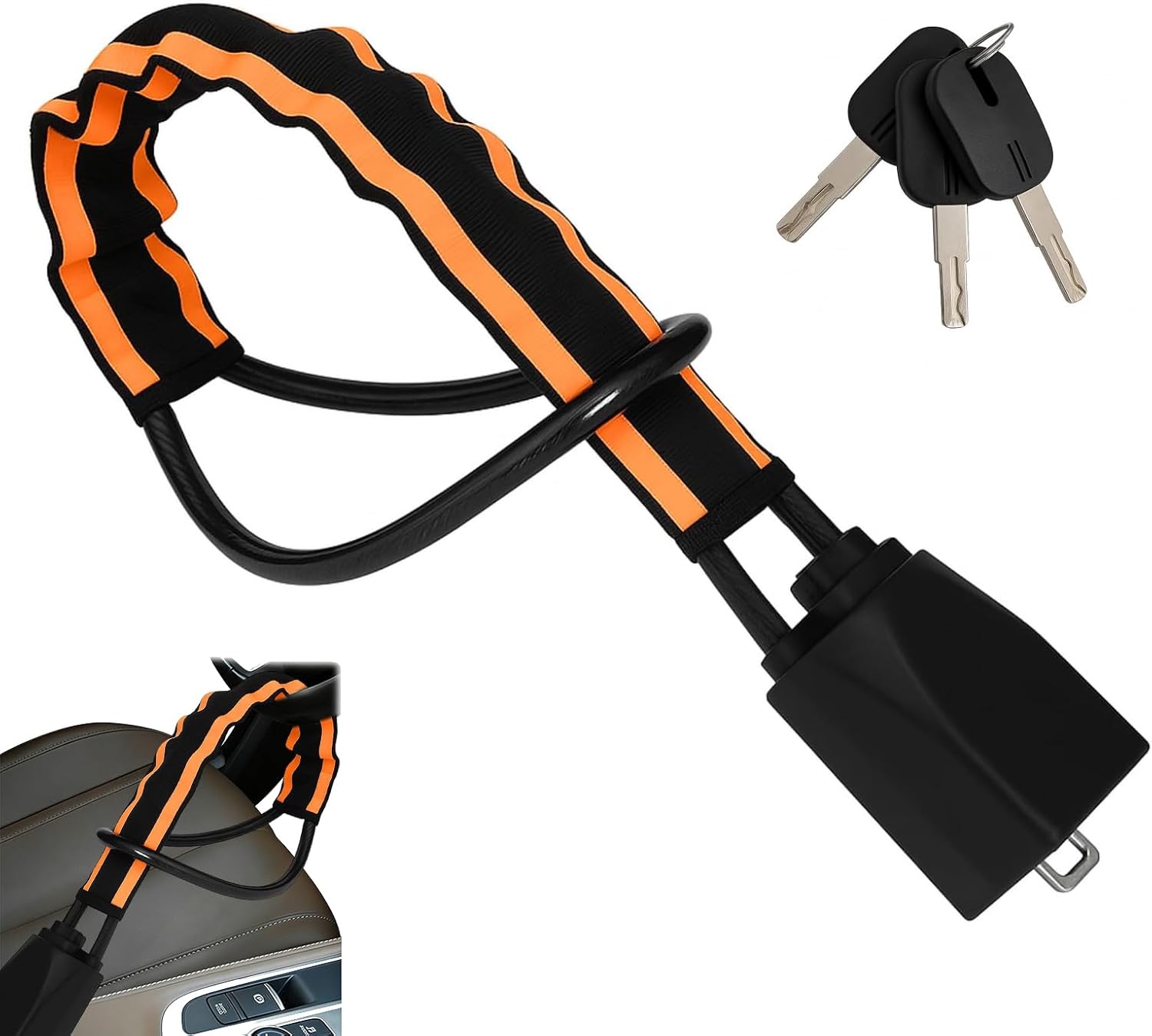 Antirrobo coche KINDLUME – Bloqueo volante universal con 3 llaves
