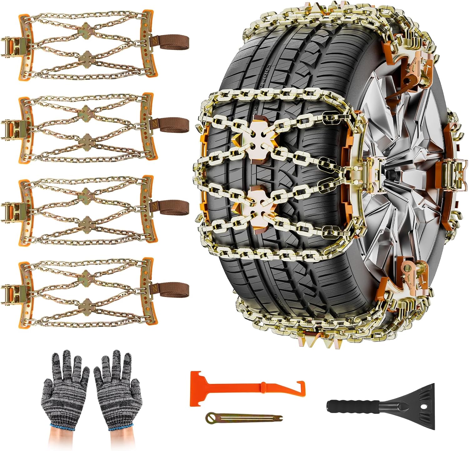 Cadenas de nieve Oziral 4 piezas ajustables para coche