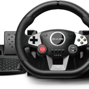VooFun Volante Gaming PC/PS4/Switch con Pedales 270° Negro
