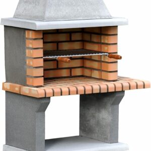 Barbacoa prefabricada MOVELAR Luna Plus XL, gris y naranja, 95x47x190 cm