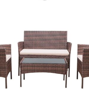 Conjunto de muebles exterior 4 piezas ratán - Drmilito