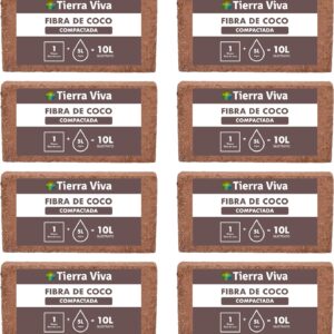 Fibra de coco ecológica 8x10L para plantas y huerto urbano