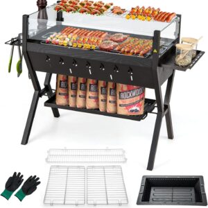 Barbacoa 3 en 1 Costway Carbón/Leña Acero Inox