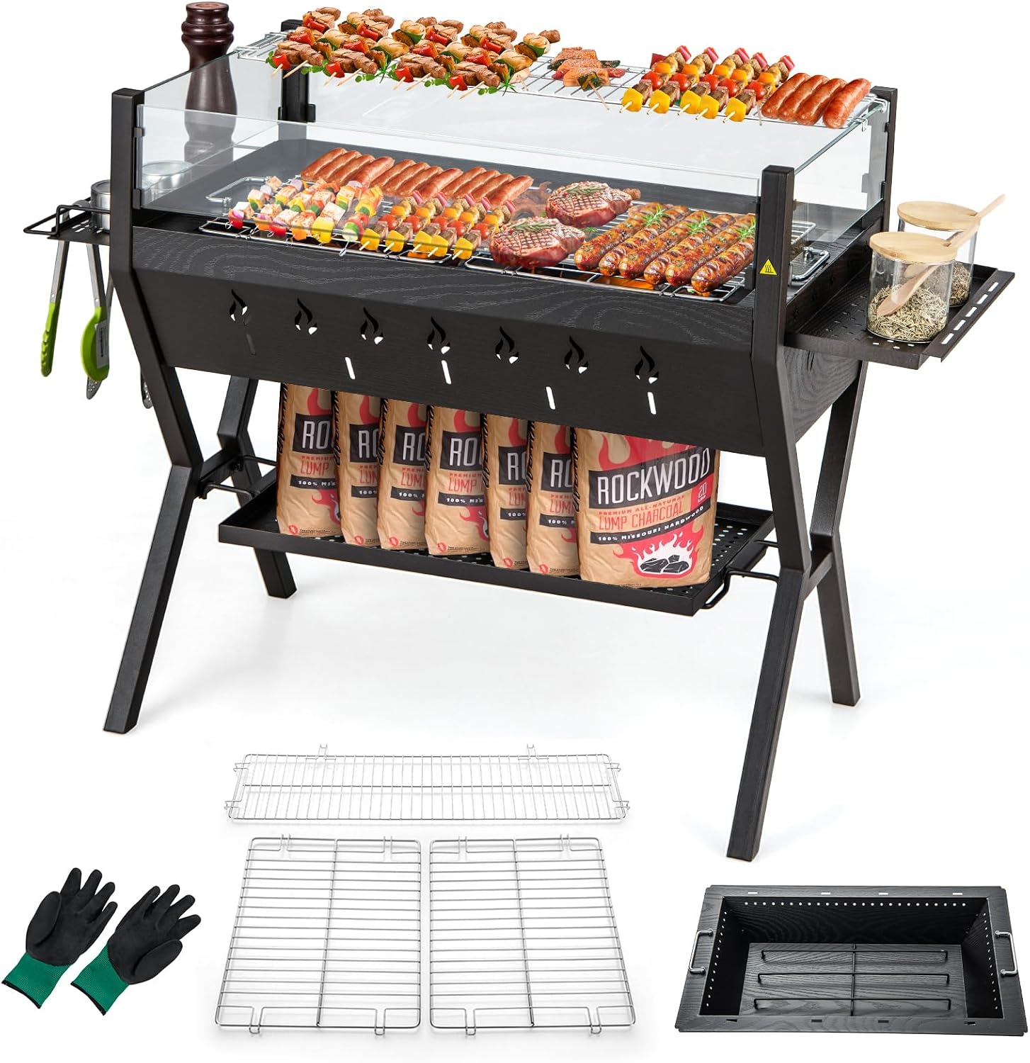 Barbacoa 3 en 1 Costway Carbón/Leña Acero Inox