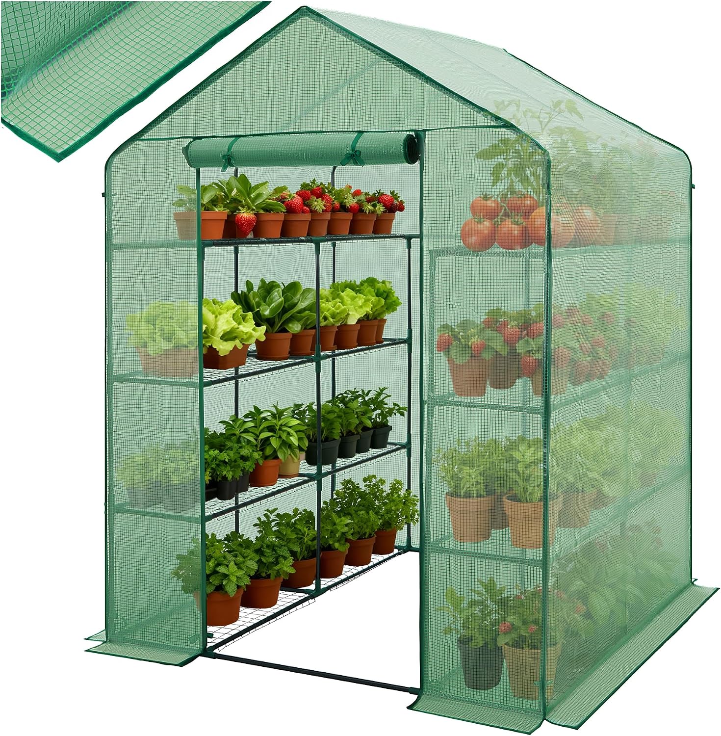tectake® Invernadero Exterior 143x195 cm, 16 Baldas Metálicas