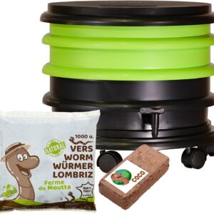 WormBox Vermicompostador 2 bandejas Verde + Lombrices | 32 L