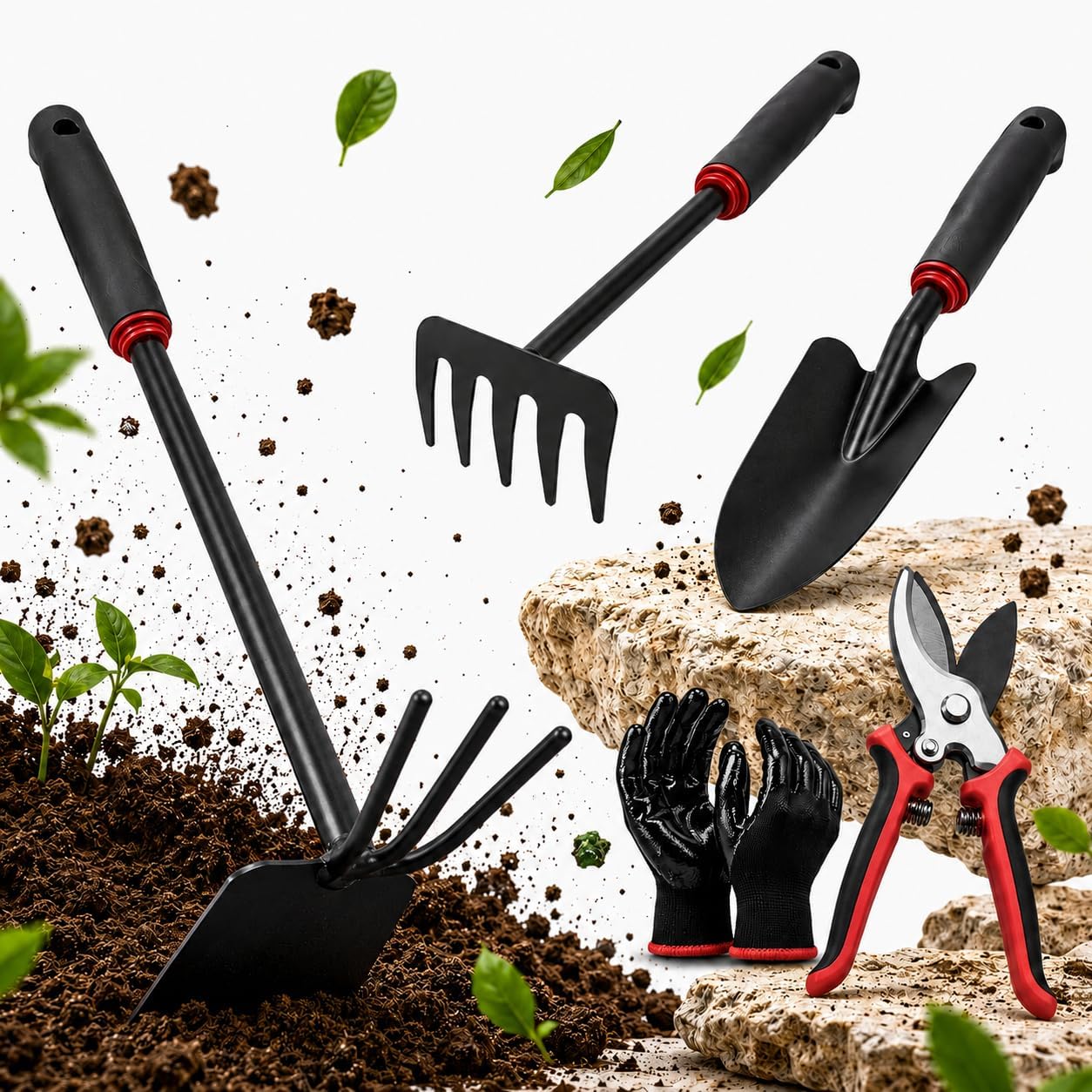 Kit 5 herramientas de jardinería ORATIC - Tijeras, pala y más