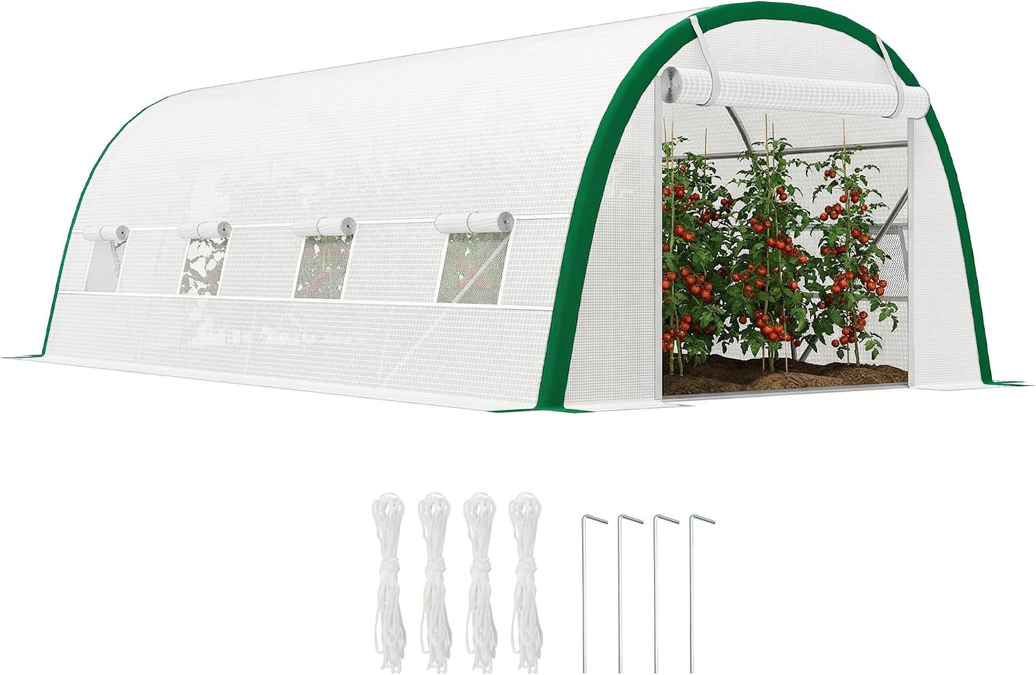 Invernadero Outsunny 6x3m con puerta enrollable y protección UV