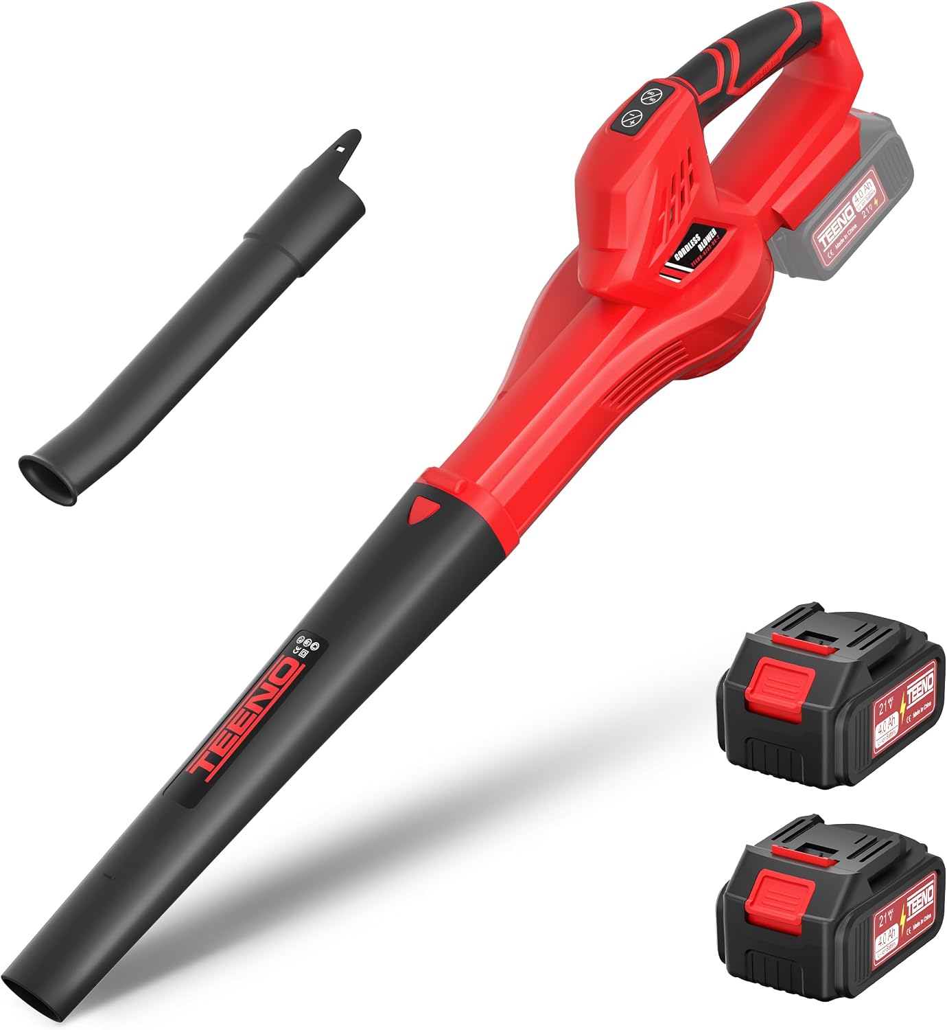 Soplador de hojas TEENO 210 km/h, 6 velocidades y baterías Makita