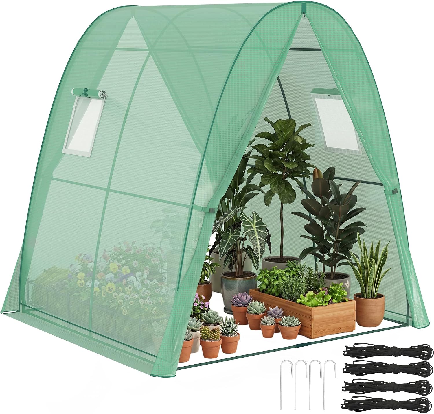 Invernadero Outsunny 180x180x200 cm con puerta enrollable