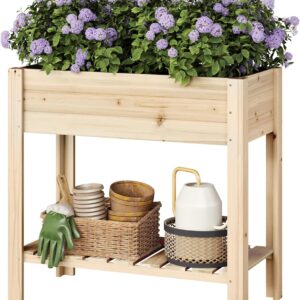WOLTU Huerto Urbano Terraza 80x40x75 cm - Jardinera Elevada Madera