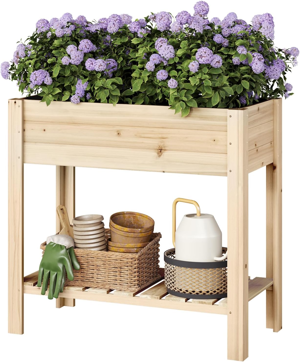 WOLTU Huerto Urbano Terraza 80x40x75 cm - Jardinera Elevada Madera