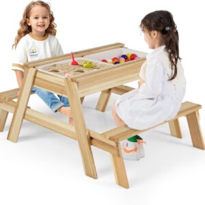 Mesa de juegos infantil COSTWAY 4 en 1 con arena y agua