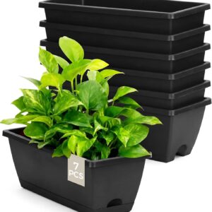 Bamworld 7 jardineras de ventana 43 cm, macetas rectangulares negras