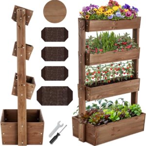 tectake® Huerto Urbano Vertical 4 Niveles, Madera Exterior 45 x 85 x 140 cm