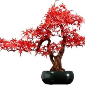 Bonsái artificial de arce rojo con maceta de cerámica