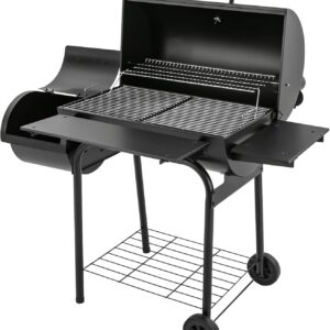 Barbacoa autoportante de acero inoxidable con ahumador y ruedas