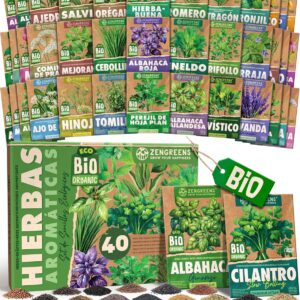 ZenGreens® - Set de 40 semillas ecológicas de hierbas aromáticas
