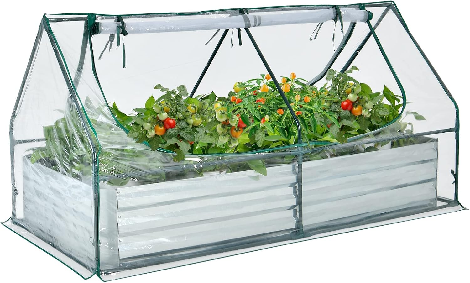 COSTWAY Cama jardín elevada con invernadero 180x90x91 cm