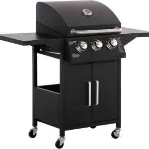 Barbacoa de gas Outsunny 8,7 kW 3 quemadores negro