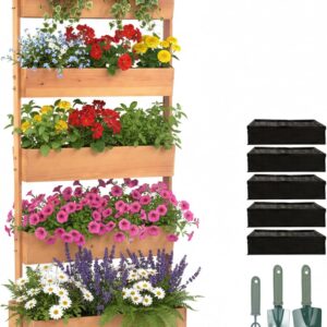 Huerto vertical de madera con 5 cajones Relaxdays