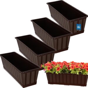 KOTARBAU Macetas rectangulares 4 uds. 50x18 cm marrón con plato
