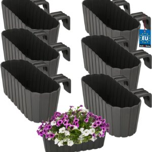 Jardinera balcón KOTARBAU 6 uds. PVC gris 40x15x15 cm