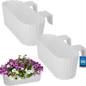 KOTARBAU Jardinera Balcón 2 uds PVC Blanco 40x15 cm