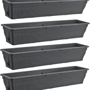Set 4 jardineras balcón 100 cm antracita 25 L con riego