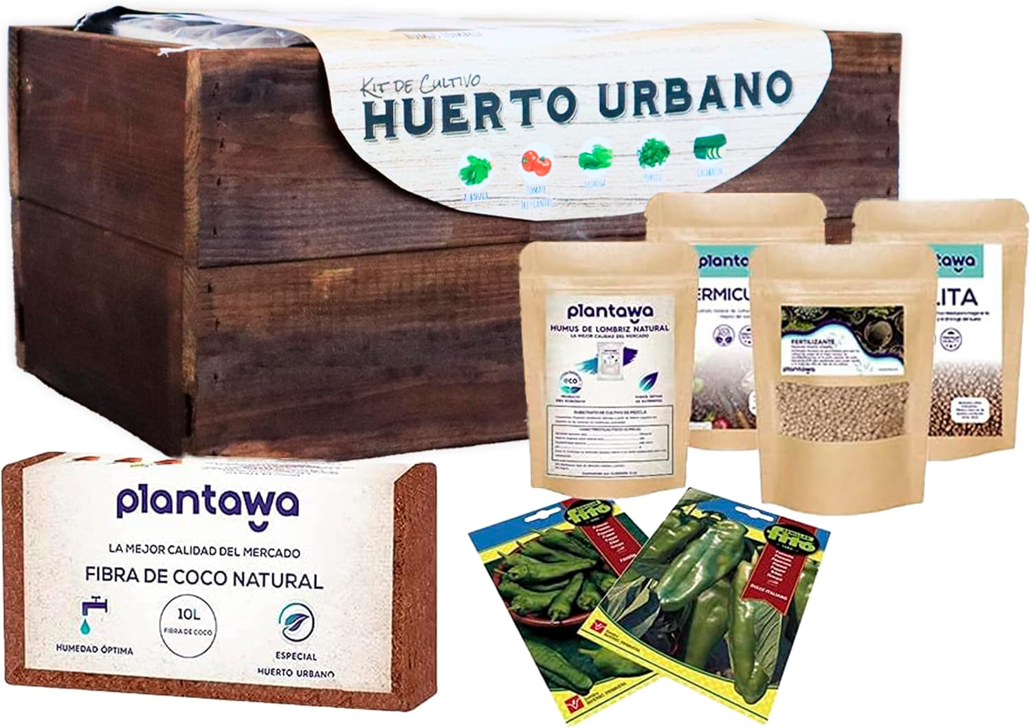 Kit cultivo pimientos PLANTAWA - Todo incluido para huerto urbano