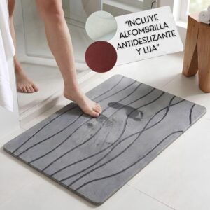 Alfombra baño diatomita 60x40 cm POPYS con malla antideslizante