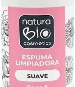 Espuma limpiadora facial suave NaturaBIO Rosa & Caléndula 200ml