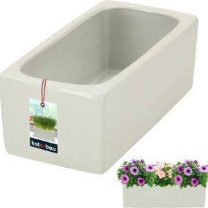 Maceta rectangular cerámica blanca KOTARBAU® 24 cm para bonsái