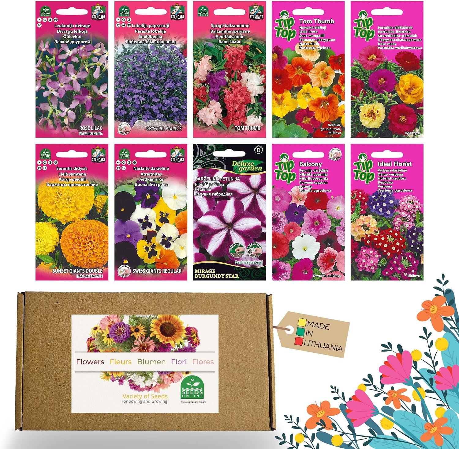 Nojaus - 10 variedades de semillas de flores para balcón
