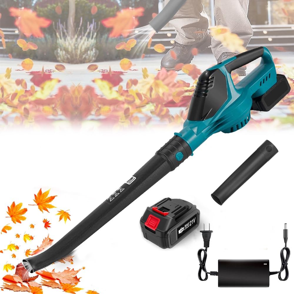 Soplador de hojas eléctrico 61 m/s, 5 velocidades, portátil