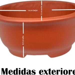 Maceta Bonsái Cerámica SETO Roja 14,3x12x6,5 cm - Ideal Shohin