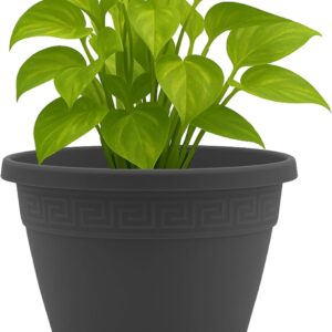 TECHZOCO Macetero con Plato en Antracita - 15 cm