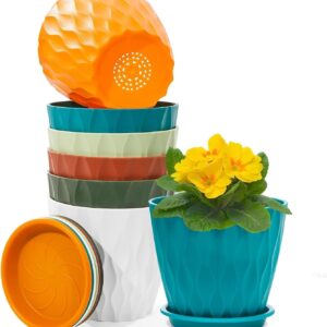 Set 6 macetas plástico 12.5cm con bandeja Omtofo