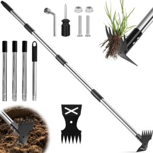 Extractor malas hierbas 148 cm ajustable, 2 en 1 para jardín